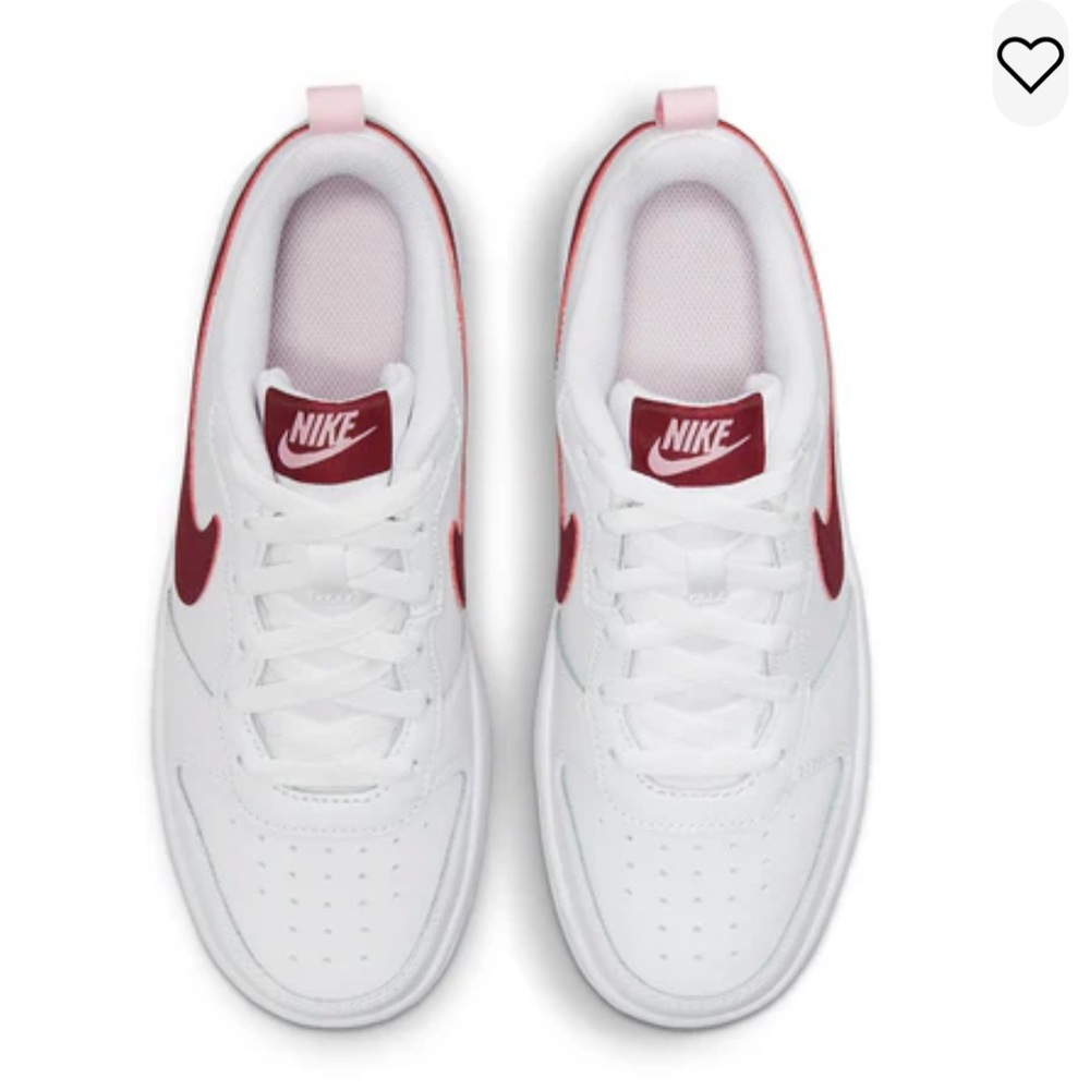 Nike Court Borough Low 2 NWOB "White Dark Beetroot " Sneakers size US 5.5Y - Picture 5 of 17